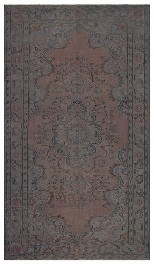 Gray Over Dyed Vintage Rug 5'3'' x 9'2'' ft 160 x 280 cm