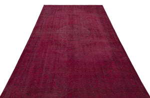 Red Over Dyed Vintage Rug 5'4'' x 9'2'' ft 162 x 280 cm