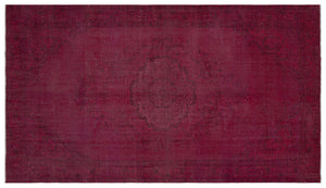 Red Over Dyed Vintage Rug 5'4'' x 9'2'' ft 162 x 280 cm
