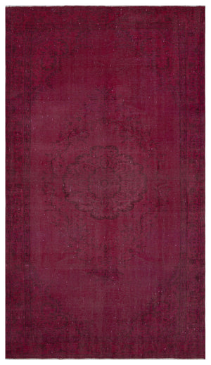 Red Over Dyed Vintage Rug 5'4'' x 9'2'' ft 162 x 280 cm