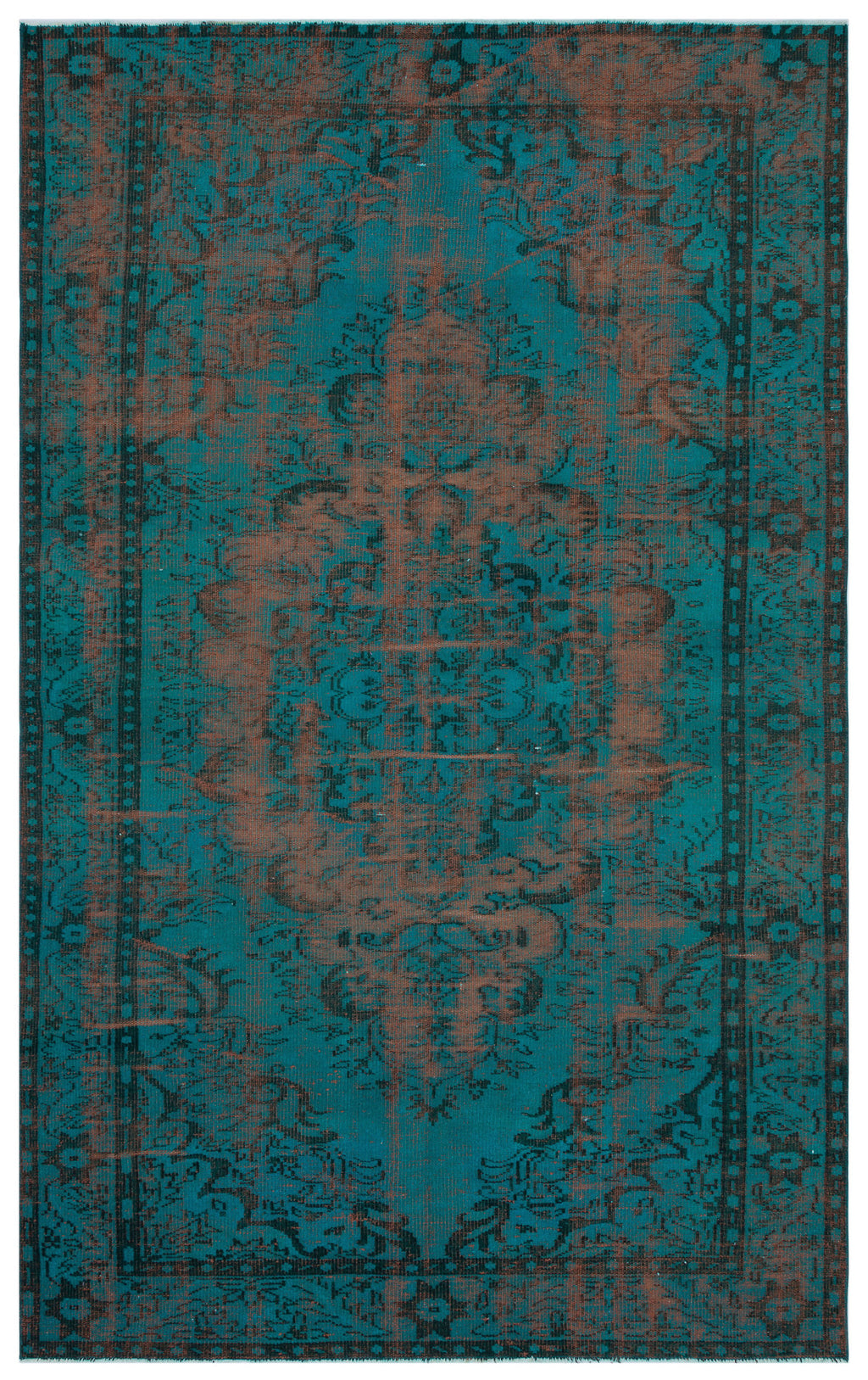 Traditional Design Blue Over Dyed Vintage Rug 6'0'' x 9'8'' ft 183 x 294 cm