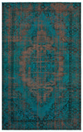 Traditional Design Blue Over Dyed Vintage Rug 6'0'' x 9'8'' ft 183 x 294 cm