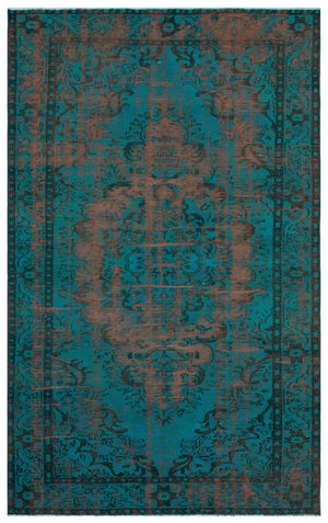 Traditional Design Blue Over Dyed Vintage Rug 6'0'' x 9'8'' ft 183 x 294 cm