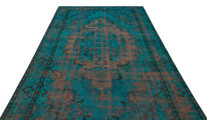 Traditional Design Blue Over Dyed Vintage Rug 6'0'' x 9'8'' ft 183 x 294 cm