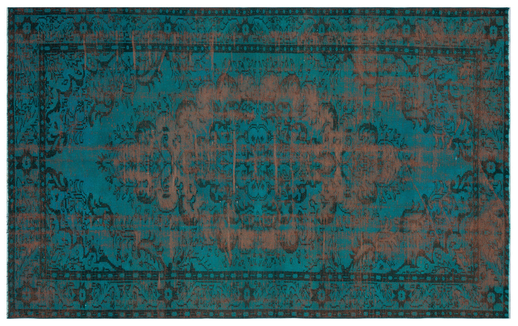 Traditional Design Blue Over Dyed Vintage Rug 6'0'' x 9'8'' ft 183 x 294 cm
