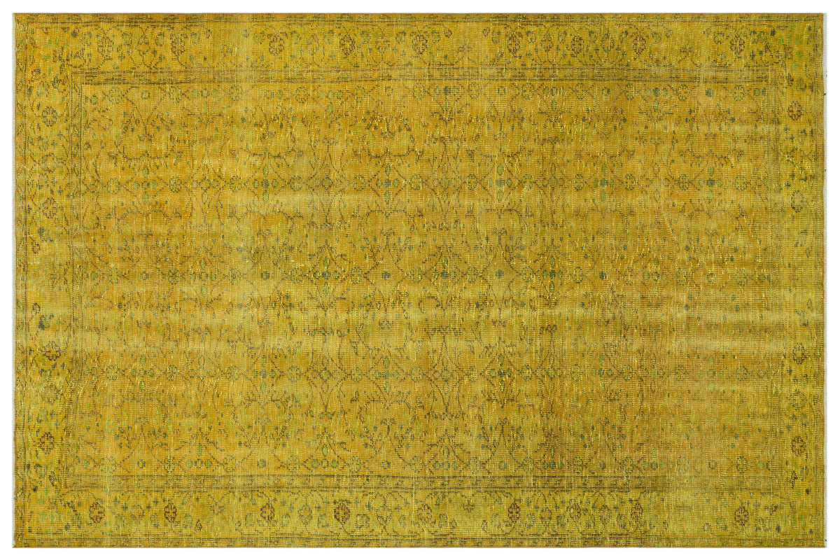 Yellow Over Dyed Vintage Rug 6&#39;0&#39;&#39; x 9&#39;3&#39;&#39; ft 184 x 282 cm