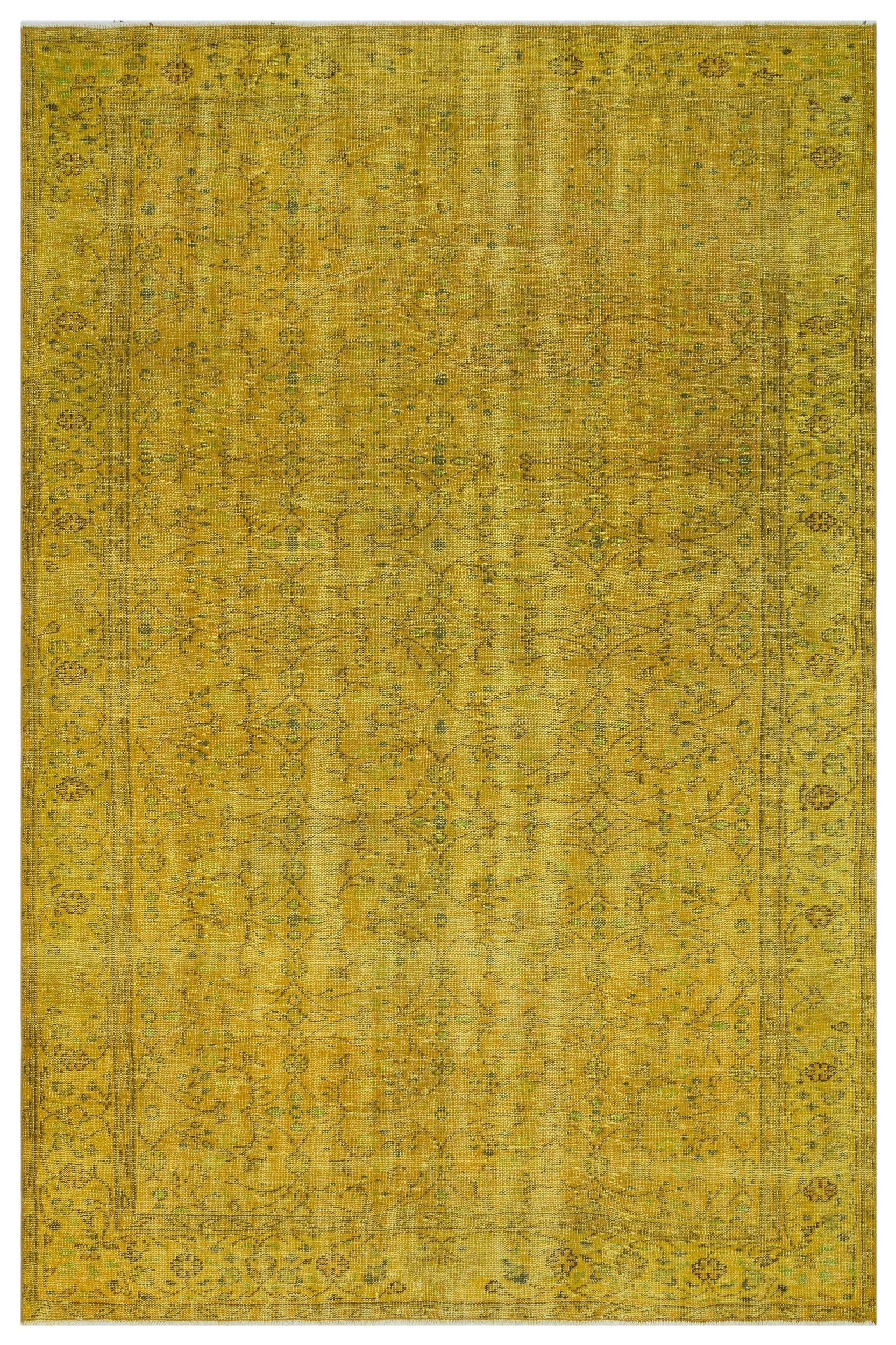 Yellow Over Dyed Vintage Rug 6'0'' x 9'3'' ft 184 x 282 cm