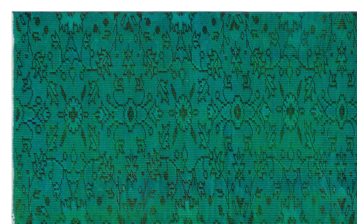 Retro Design Turquoise Over Dyed Vintage Rug 4&#39;10&#39;&#39; x 7&#39;9&#39;&#39; ft 147 x 235 cm