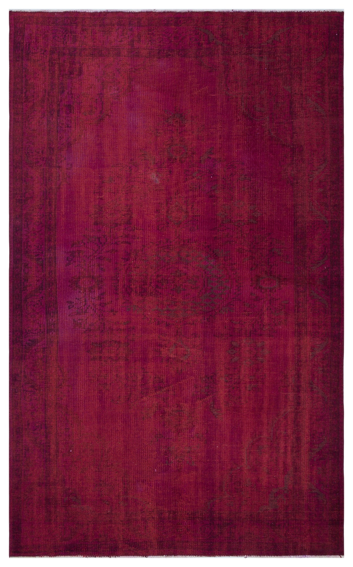 Red Over Dyed Vintage Rug 5&#39;3&#39;&#39; x 8&#39;4&#39;&#39; ft 160 x 255 cm