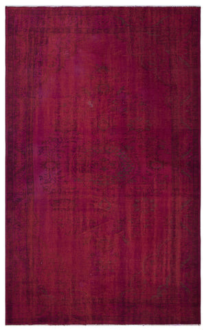 Red Over Dyed Vintage Rug 5'3'' x 8'4'' ft 160 x 255 cm