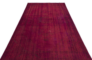 Red Over Dyed Vintage Rug 5'3'' x 8'4'' ft 160 x 255 cm