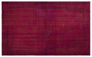 Red Over Dyed Vintage Rug 5'3'' x 8'4'' ft 160 x 255 cm
