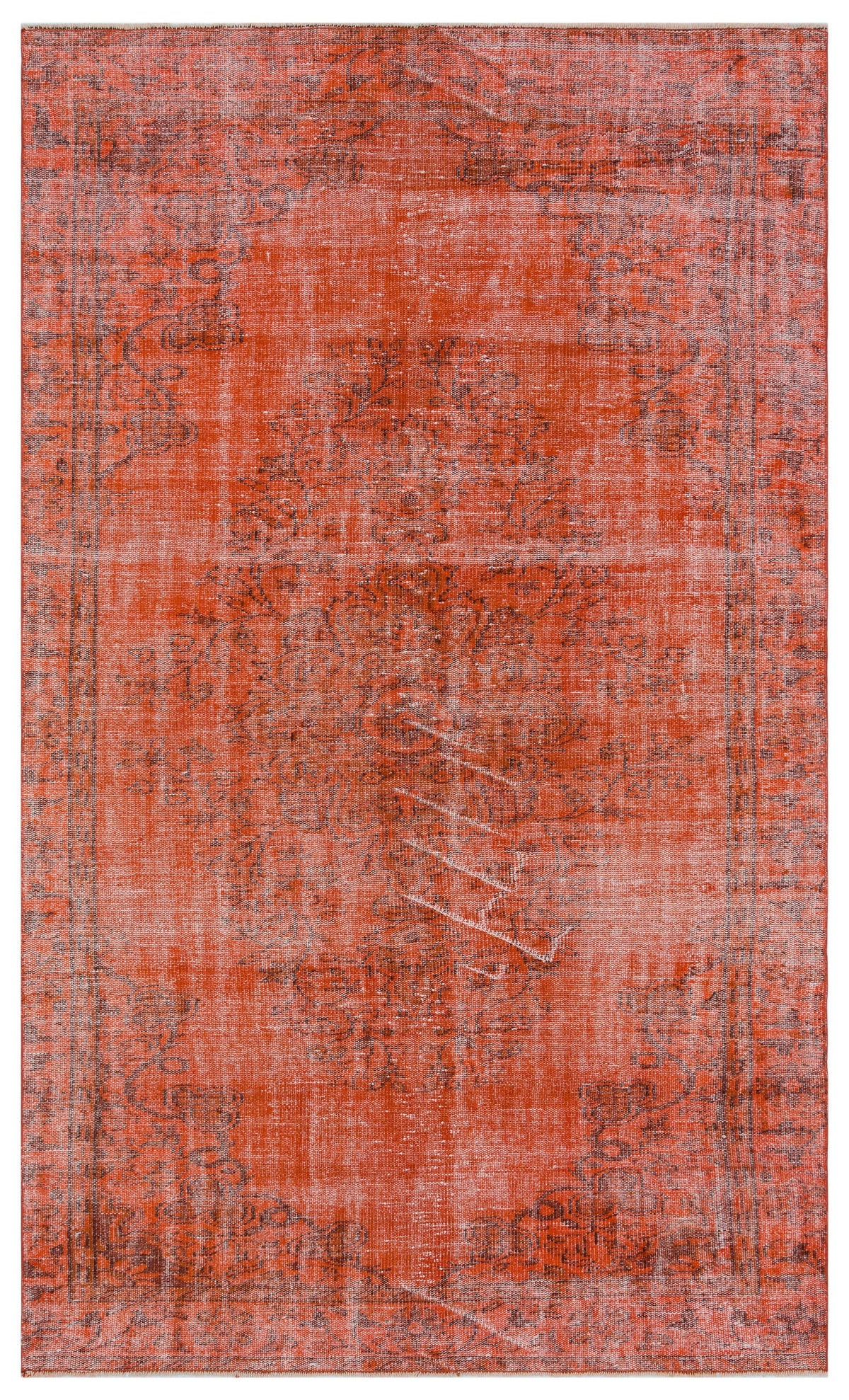 Orange Over Dyed Vintage Rug 5&#39;8&#39;&#39; x 9&#39;5&#39;&#39; ft 173 x 286 cm