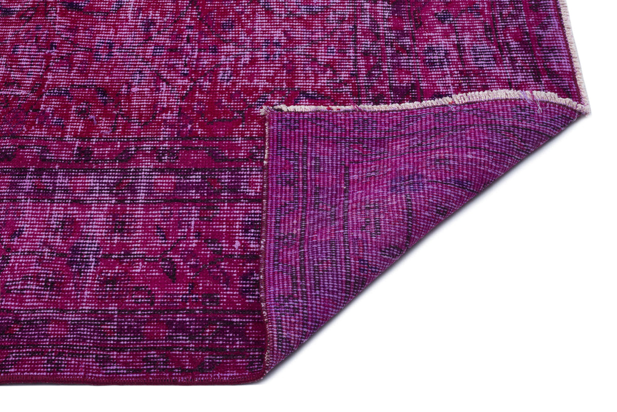 Fuchsia Over Dyed Vintage Rug 6&#39;7&#39;&#39; x 9&#39;7&#39;&#39; ft 201 x 292 cm