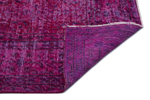 Fuchsia Over Dyed Vintage Rug 6'7'' x 9'7'' ft 201 x 292 cm