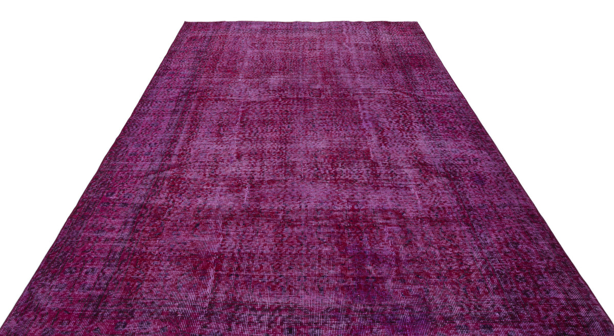 Fuchsia Over Dyed Vintage Rug 6&#39;7&#39;&#39; x 9&#39;7&#39;&#39; ft 201 x 292 cm