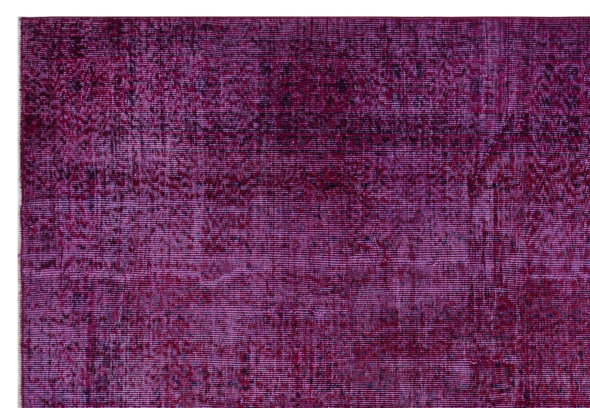 Fuchsia Over Dyed Vintage Rug 6&#39;7&#39;&#39; x 9&#39;7&#39;&#39; ft 201 x 292 cm