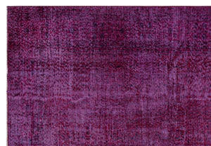 Fuchsia Over Dyed Vintage Rug 6'7'' x 9'7'' ft 201 x 292 cm