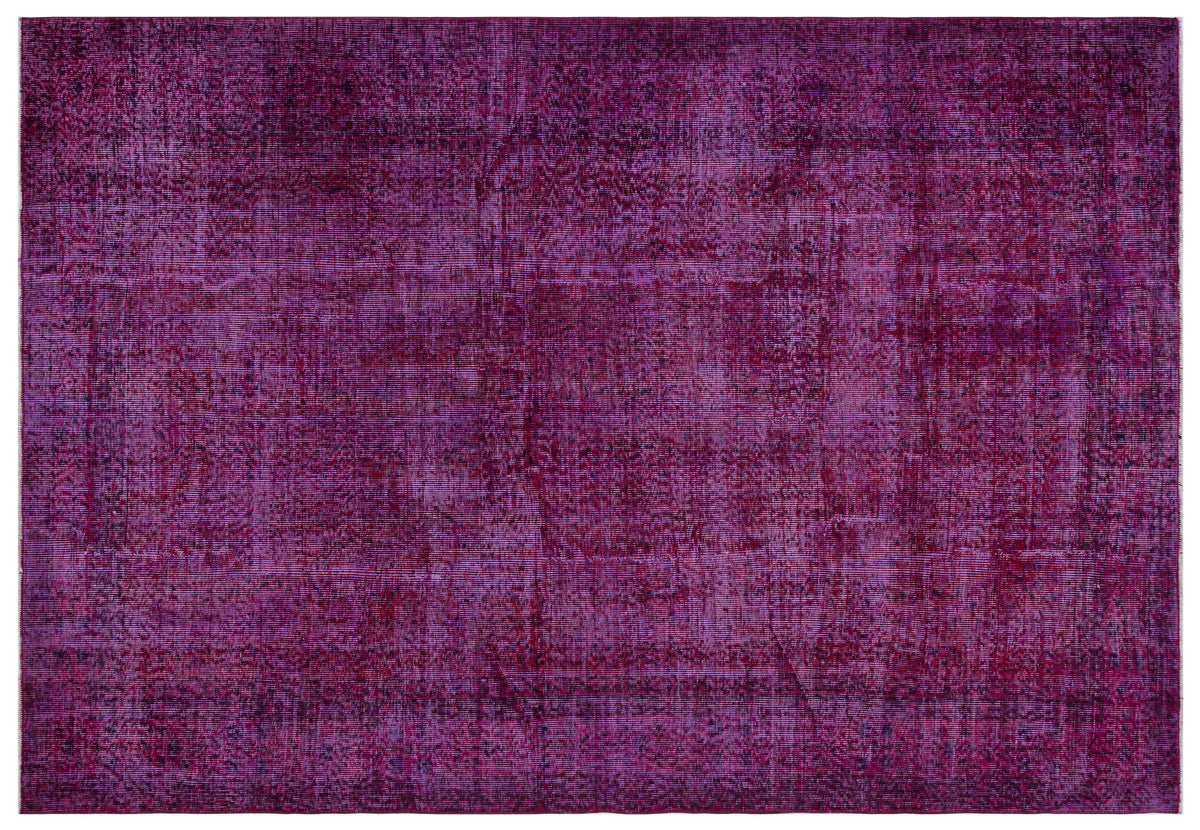 Fuchsia Over Dyed Vintage Rug 6&#39;7&#39;&#39; x 9&#39;7&#39;&#39; ft 201 x 292 cm