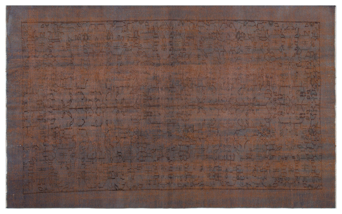 Brown Over Dyed Vintage Rug 5&#39;1&#39;&#39; x 8&#39;5&#39;&#39; ft 156 x 257 cm