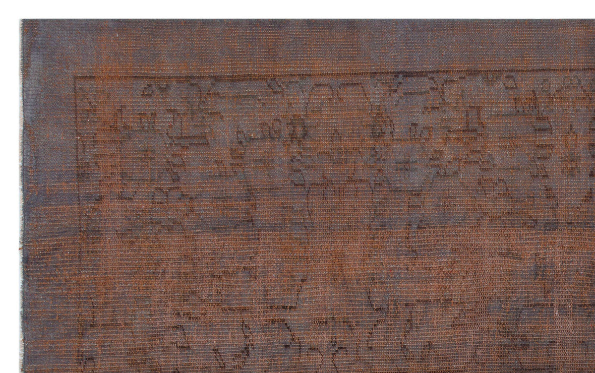 Brown Over Dyed Vintage Rug 5&#39;1&#39;&#39; x 8&#39;5&#39;&#39; ft 156 x 257 cm