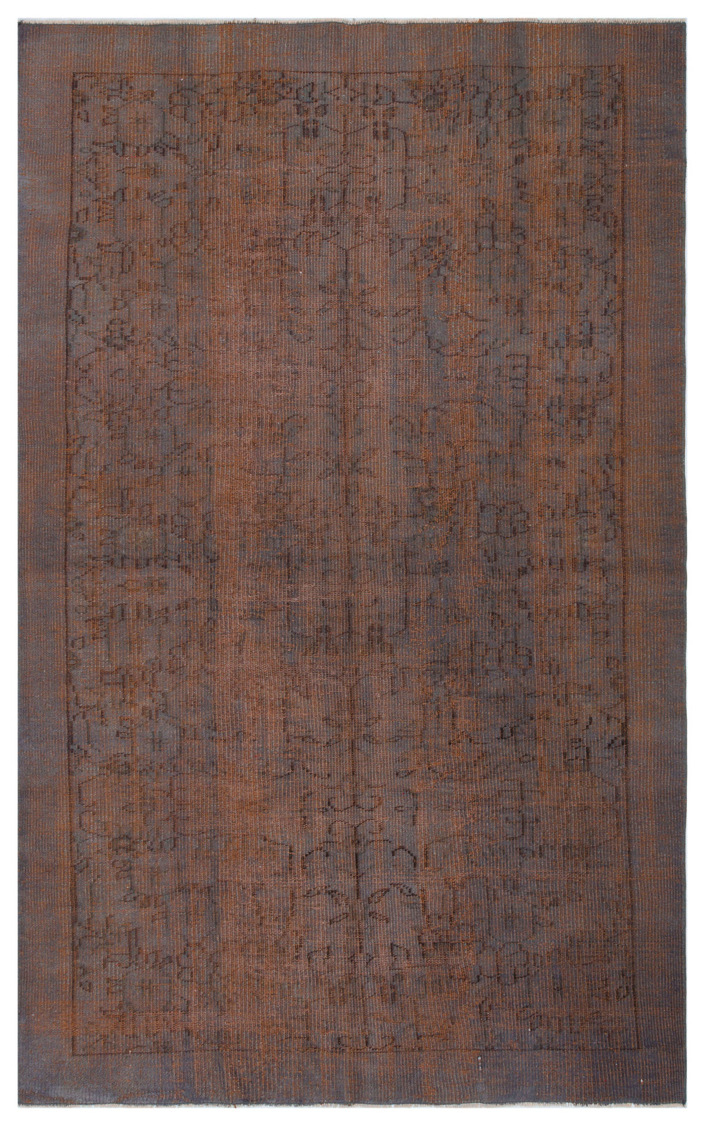 Brown Over Dyed Vintage Rug 5'1'' x 8'5'' ft 156 x 257 cm