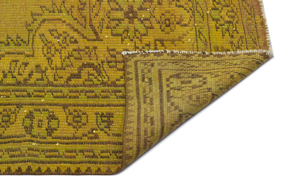 Yellow Over Dyed Vintage Rug 5&#39;10&#39;&#39; x 9&#39;5&#39;&#39; ft 177 x 288 cm