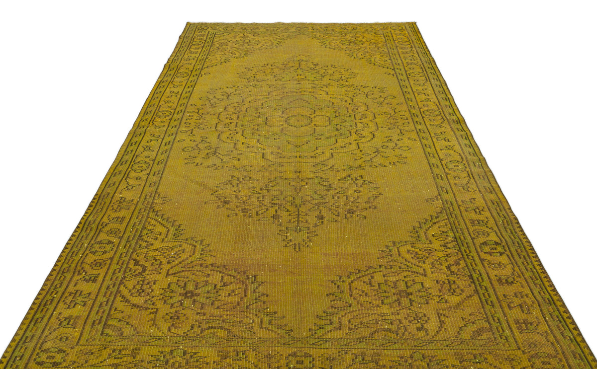Yellow Over Dyed Vintage Rug 5&#39;10&#39;&#39; x 9&#39;5&#39;&#39; ft 177 x 288 cm