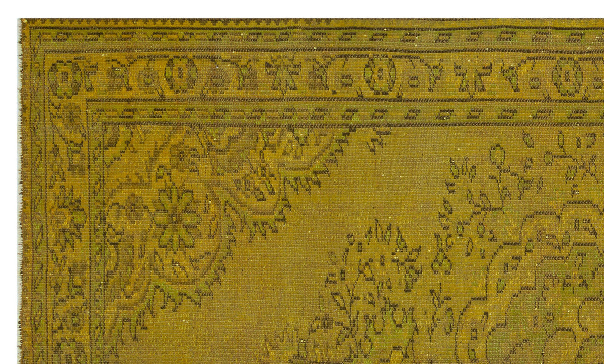 Yellow Over Dyed Vintage Rug 5&#39;10&#39;&#39; x 9&#39;5&#39;&#39; ft 177 x 288 cm