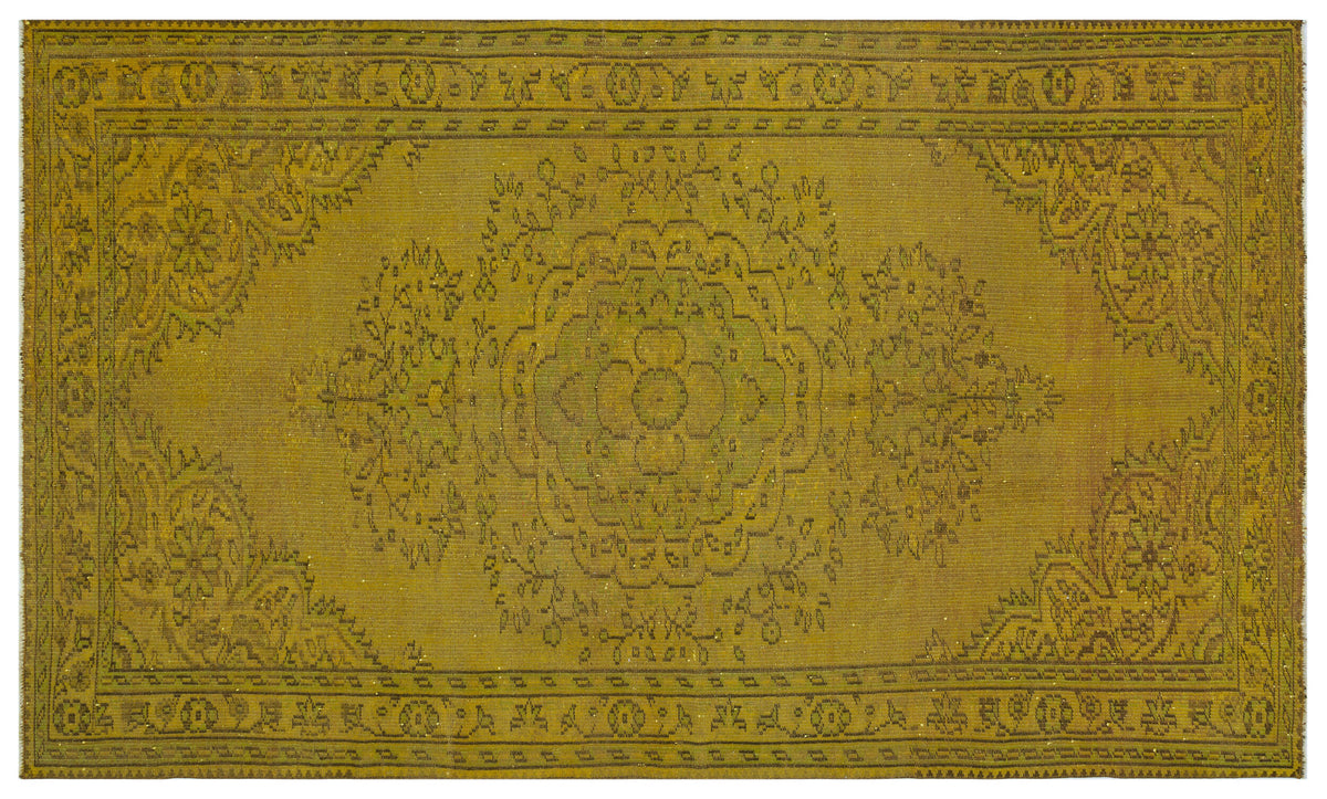 Yellow Over Dyed Vintage Rug 5&#39;10&#39;&#39; x 9&#39;5&#39;&#39; ft 177 x 288 cm