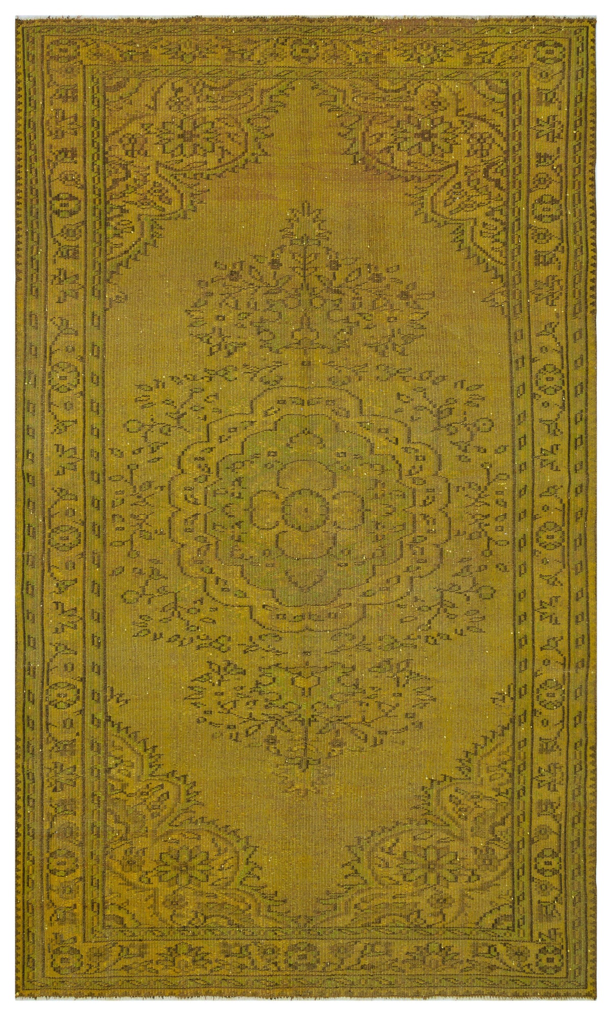 Yellow Over Dyed Vintage Rug 5&#39;10&#39;&#39; x 9&#39;5&#39;&#39; ft 177 x 288 cm