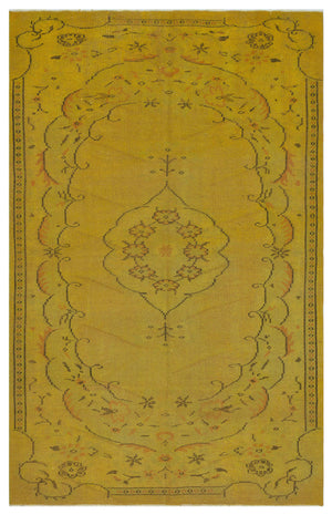 Yellow Over Dyed Vintage Rug 5'3'' x 8'2'' ft 161 x 248 cm