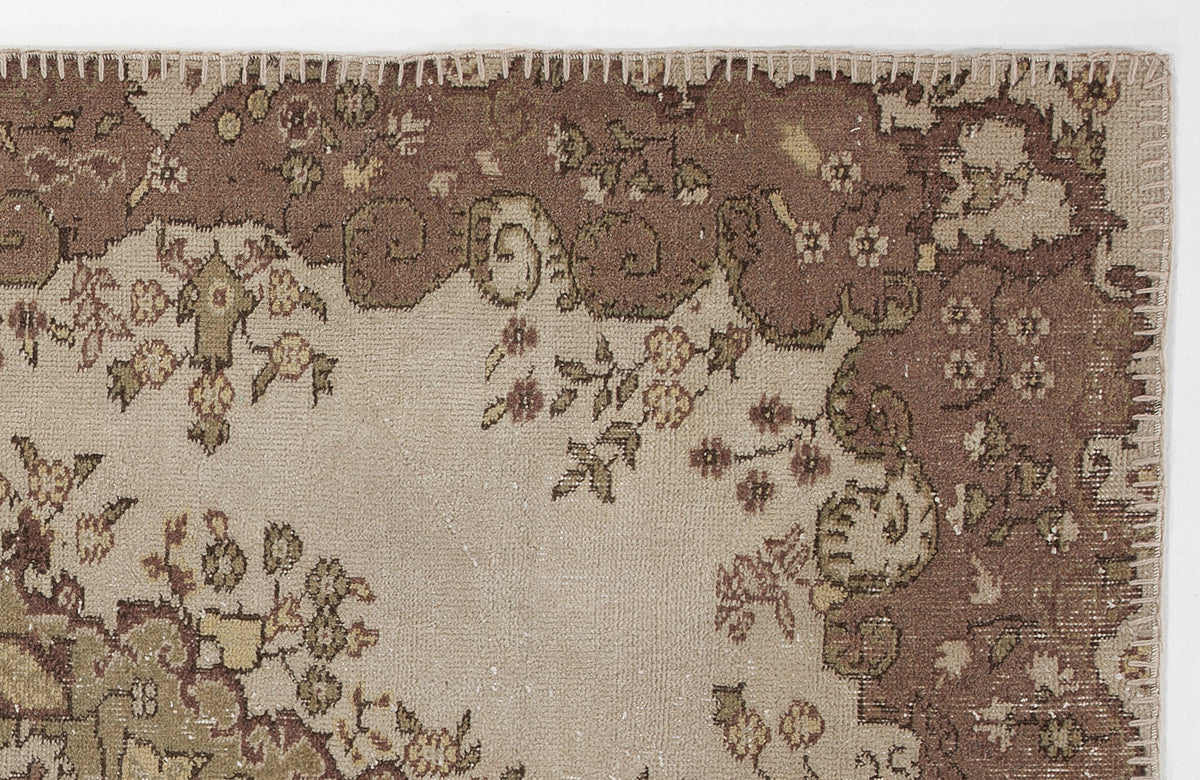 Beige Over Dyed Vintage Rug 3&#39;11&#39;&#39; x 7&#39;0&#39;&#39; ft 120 x 214 cm