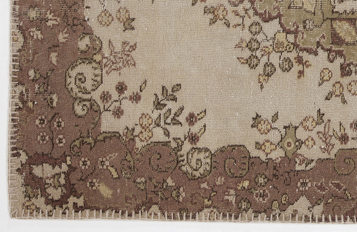 Beige Over Dyed Vintage Rug 3&#39;11&#39;&#39; x 7&#39;0&#39;&#39; ft 120 x 214 cm