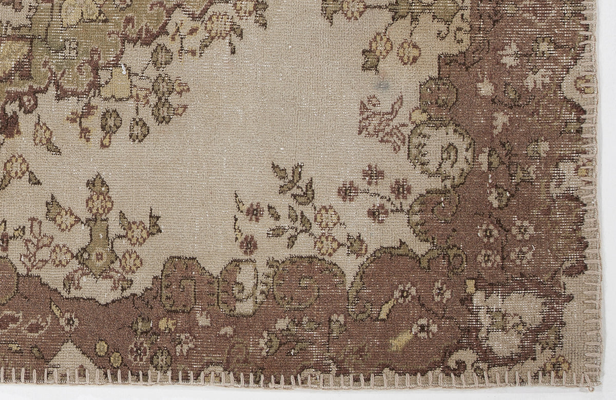 Beige Over Dyed Vintage Rug 3&#39;11&#39;&#39; x 7&#39;0&#39;&#39; ft 120 x 214 cm