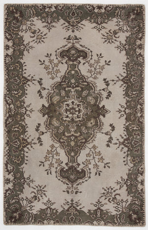 Beige Over Dyed Vintage Rug 3'11'' x 6'3'' ft 120 x 190 cm