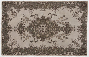 Beige Over Dyed Vintage Rug 3'11'' x 6'3'' ft 120 x 190 cm