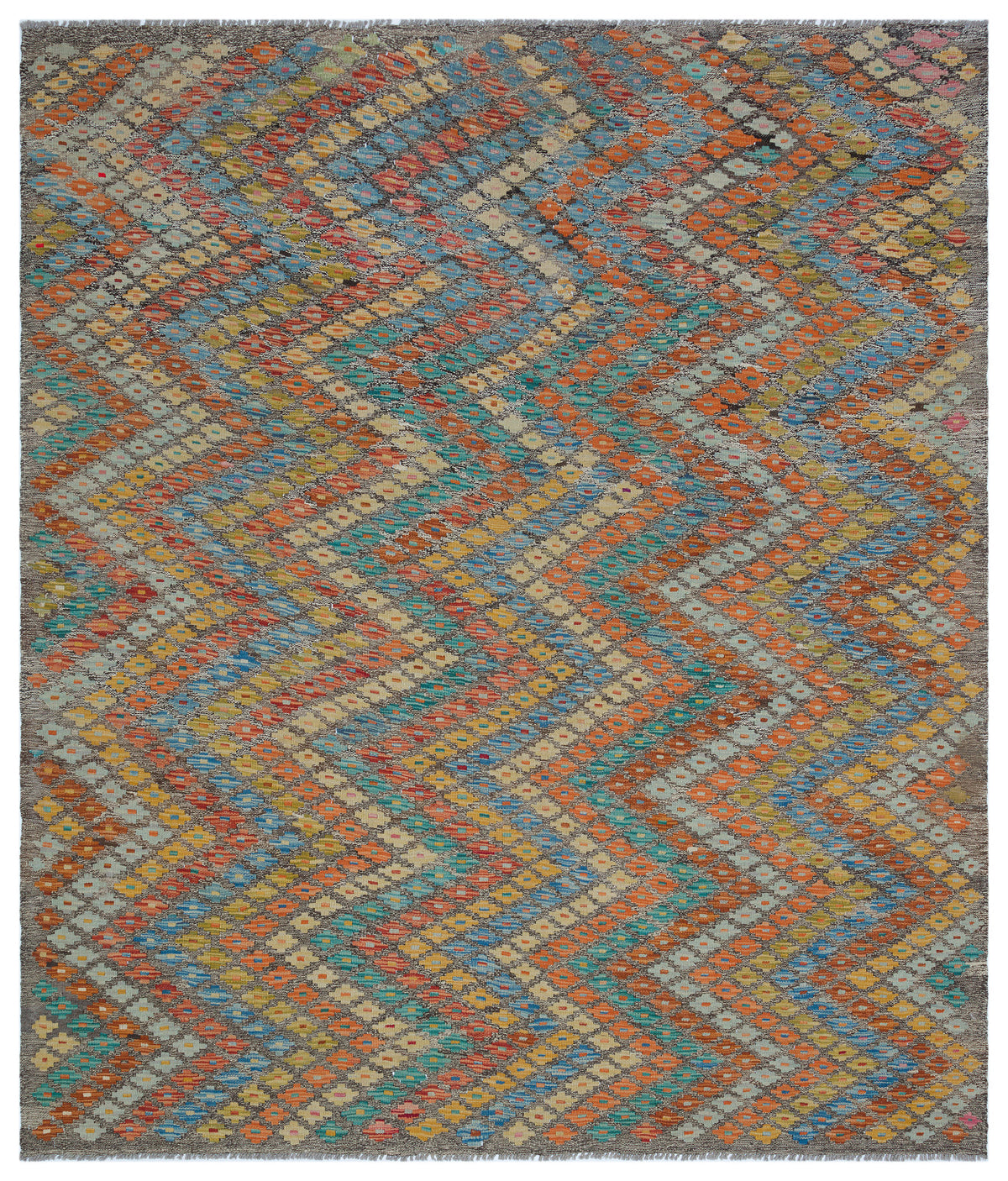 Naturel Over Dyed Kandahar Rug 6&#39;8&#39;&#39; x 7&#39;7&#39;&#39; ft 204 x 232 cm