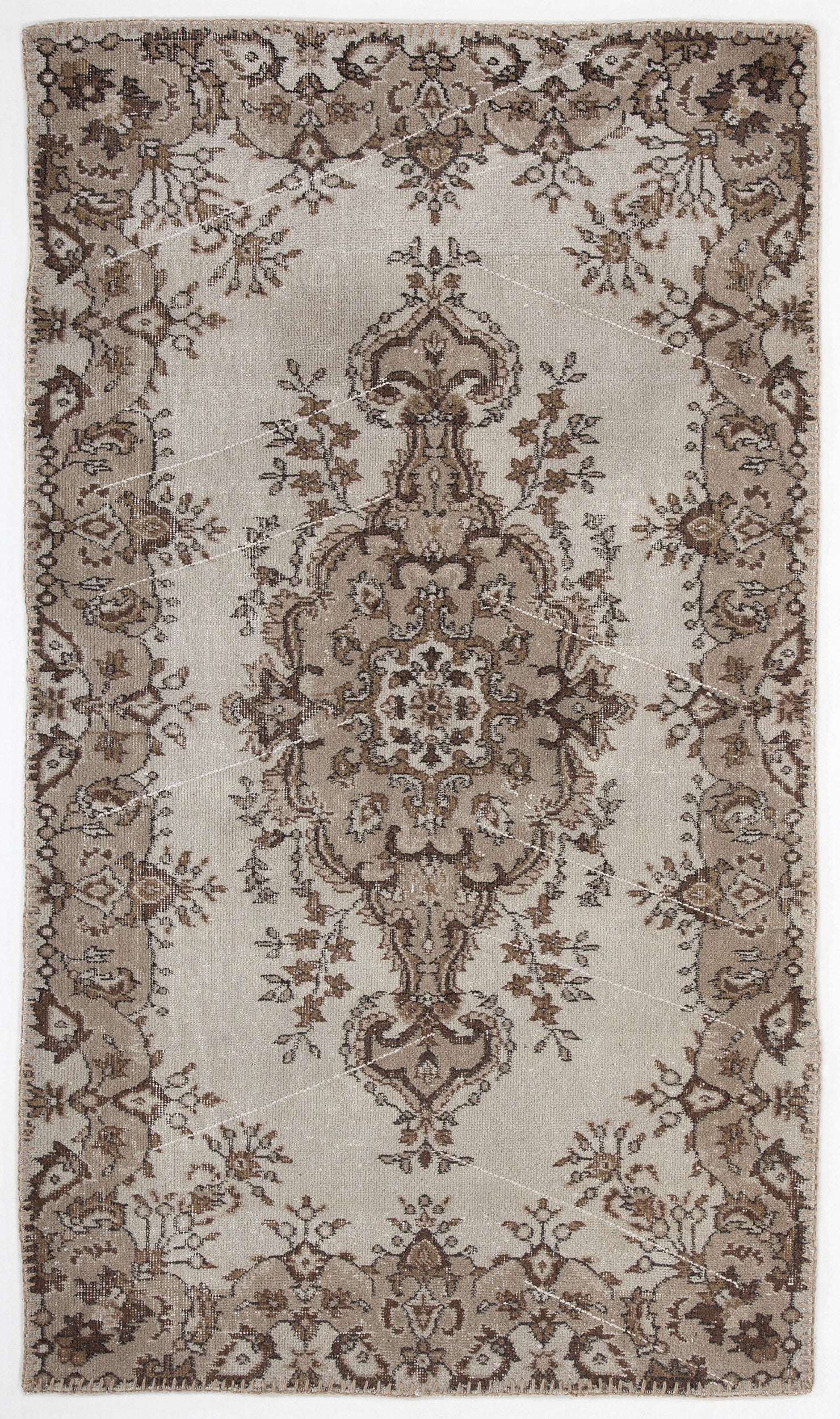Beige Over Dyed Vintage Rug 3'10'' x 6'9'' ft 118 x 205 cm