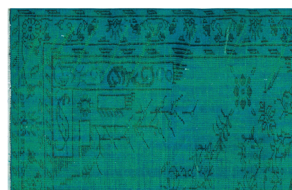 Traditional Design Turquoise Over Dyed Vintage Rug 5'1'' x 7'10'' ft 154 x 240 cm