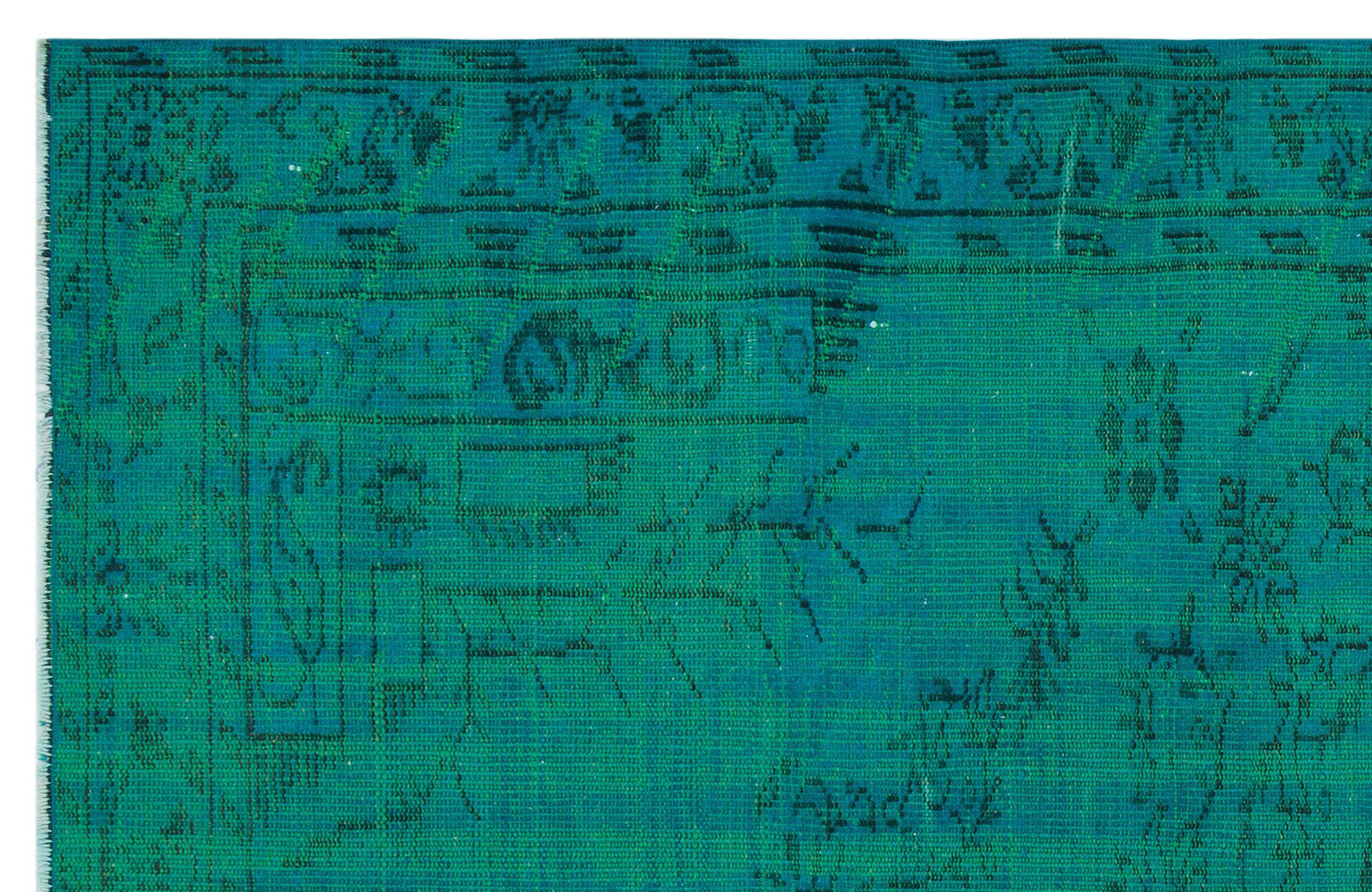Traditional Design Turquoise Over Dyed Vintage Rug 5'1'' x 7'10'' ft 154 x 240 cm