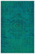 Traditional Design Turquoise Over Dyed Vintage Rug 5'1'' x 7'10'' ft 154 x 240 cm