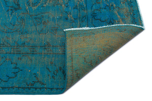 Traditional Design Turquoise Over Dyed Vintage Rug 5'9'' x 8'10'' ft 175 x 270 cm