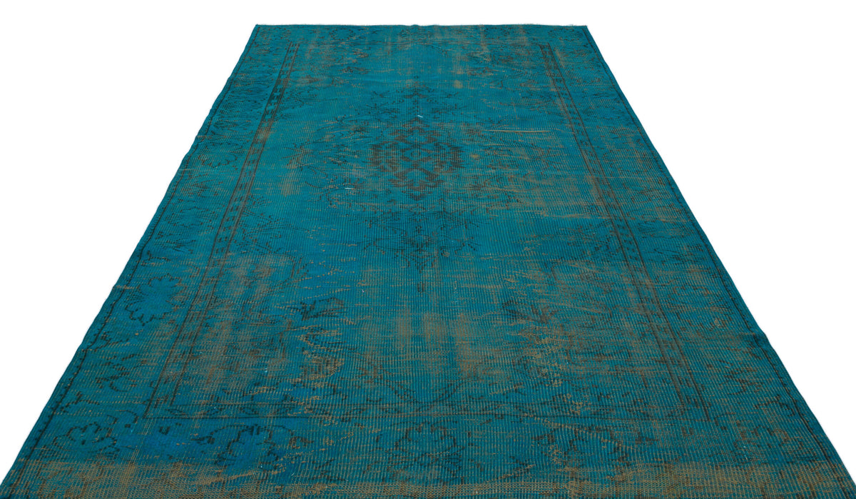 Traditional Design Turquoise Over Dyed Vintage Rug 5&#39;9&#39;&#39; x 8&#39;10&#39;&#39; ft 175 x 270 cm