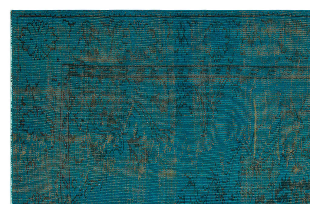 Traditional Design Turquoise Over Dyed Vintage Rug 5'9'' x 8'10'' ft 175 x 270 cm