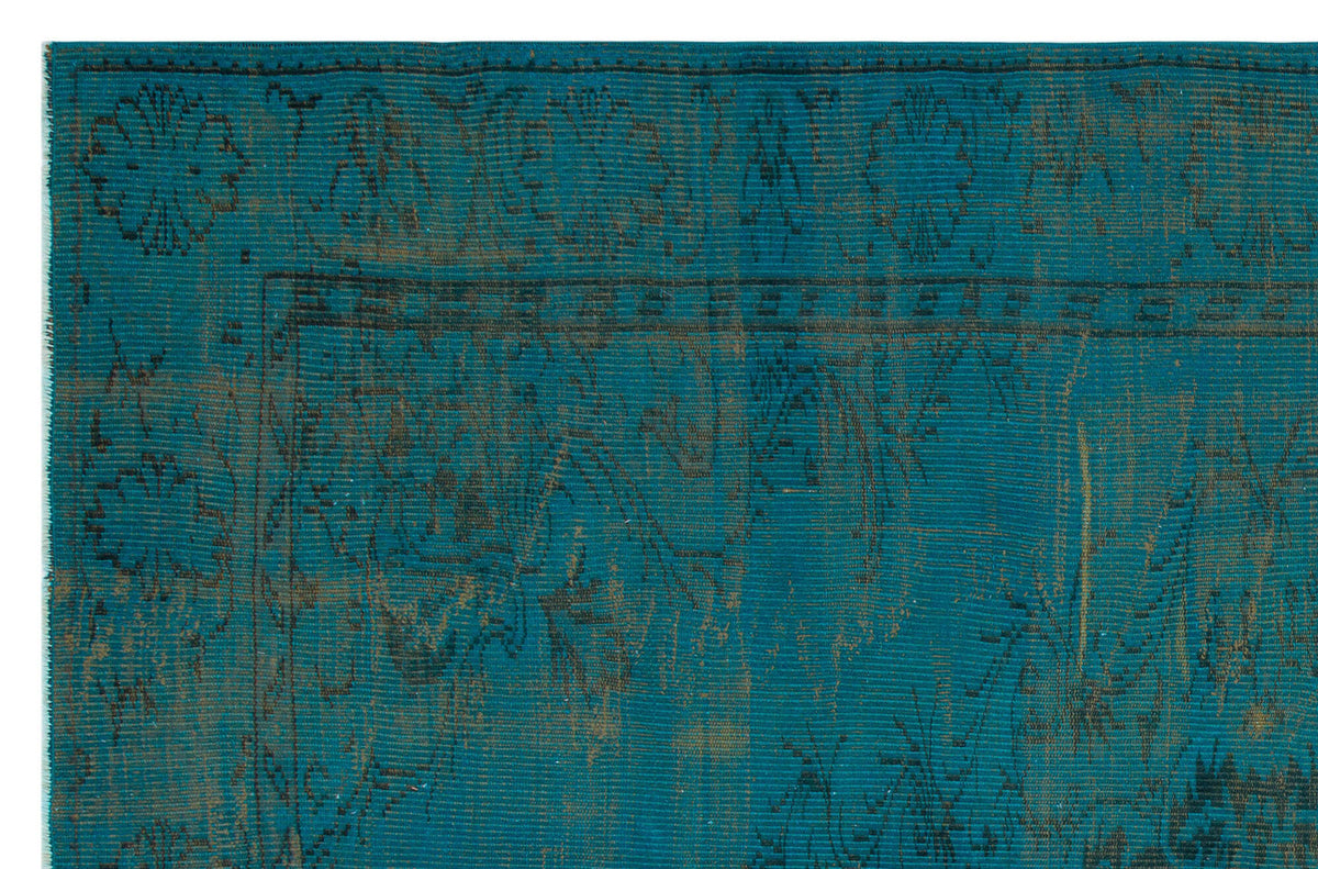 Traditional Design Turquoise Over Dyed Vintage Rug 5&#39;9&#39;&#39; x 8&#39;10&#39;&#39; ft 175 x 270 cm