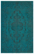 Traditional Design Turquoise Over Dyed Vintage Rug 5'8'' x 8'12'' ft 172 x 274 cm