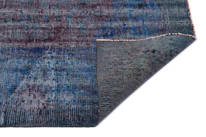 Distressed Blue Over Dyed Vintage Rug 5'9'' x 9'6'' ft 175 x 289 cm