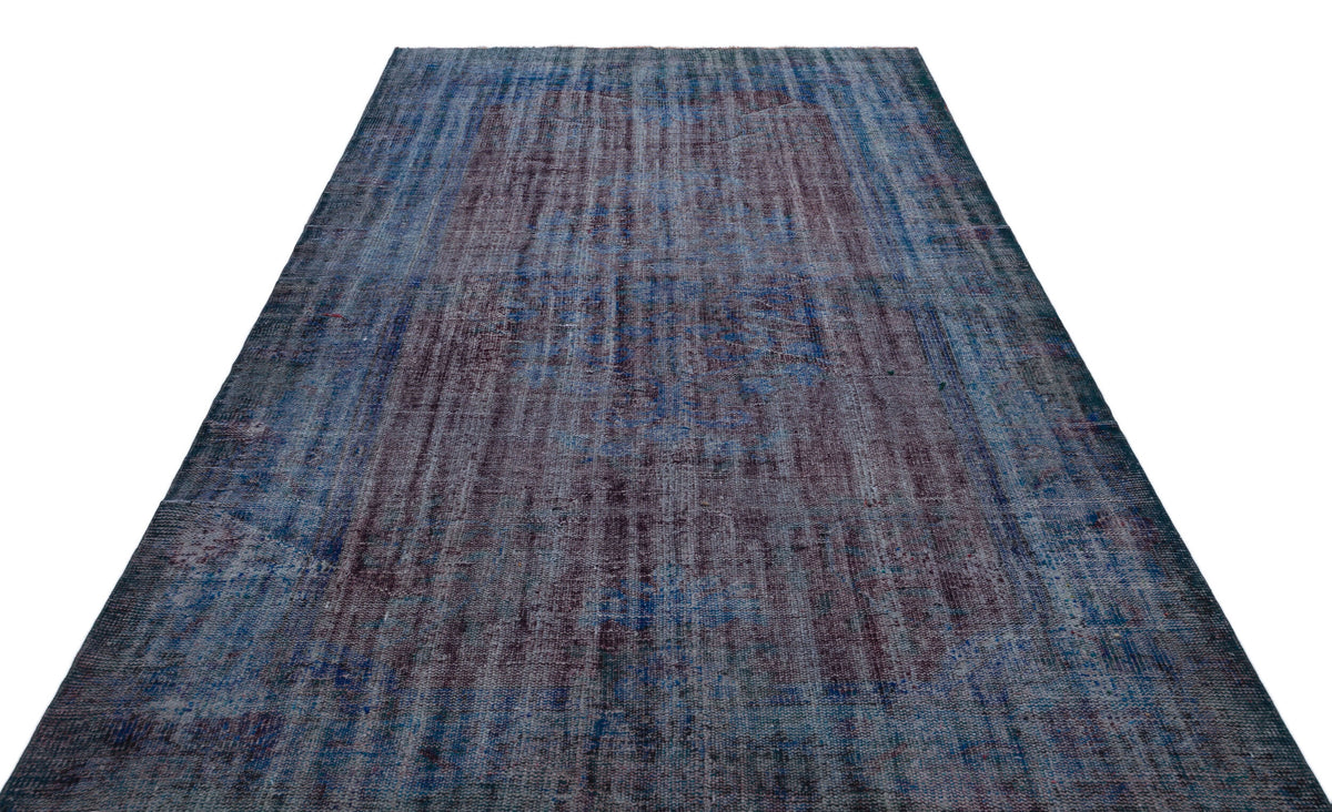 Distressed Blue Over Dyed Vintage Rug 5&#39;9&#39;&#39; x 9&#39;6&#39;&#39; ft 175 x 289 cm