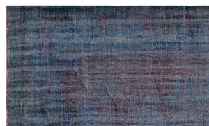 Distressed Blue Over Dyed Vintage Rug 5'9'' x 9'6'' ft 175 x 289 cm